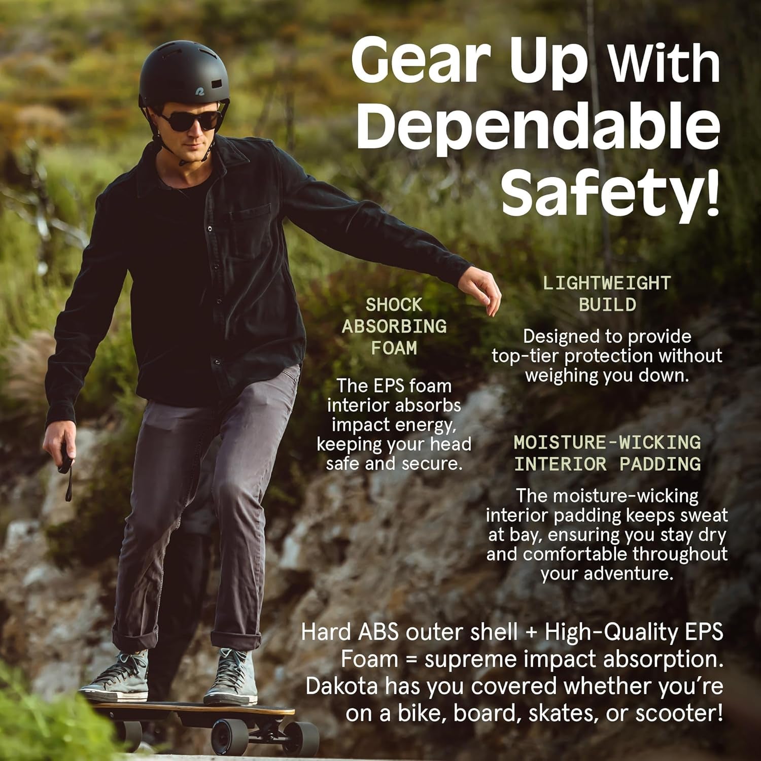 Dakota Adult Bike Helmet for Men & Women - Multi-Sport Protection with ABS Shell, EPS Foam, 10 Vents & Removable Washable Padding for BMX, Skating, Scooter and Skate - Helmets for Adults