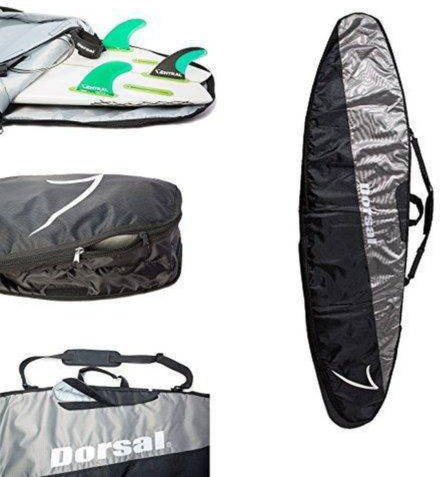 Travel Shortboard and Longboard Surfboard Board Day Bag Cover Black/Grey Nylon (Sizes 5'6, 5'10, 6'0, 6'2, 6'6, 6'8, 7'0, 7'2, 7'6, 8'0, 8'6, 9'0, 9'6)