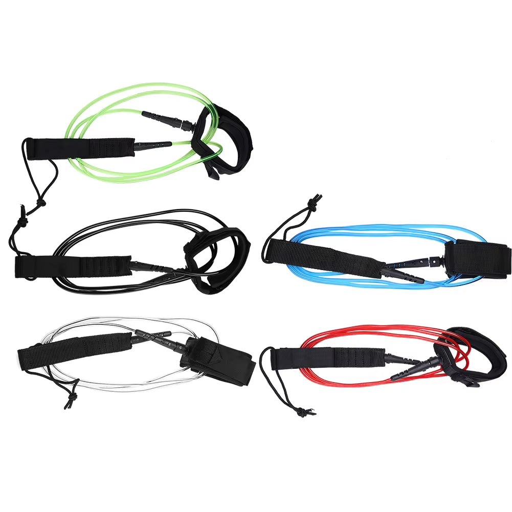 6FT 5.5Mm Surfboard Leash Anti-Lost TPU Double Swivels Straight Safe Rope Water Sports Surfboard Leash with Hook Loop Closure