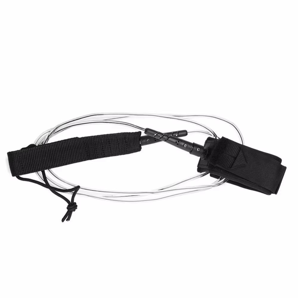 6FT 5.5Mm Surfboard Leash Anti-Lost TPU Double Swivels Straight Safe Rope Water Sports Surfboard Leash with Hook Loop Closure