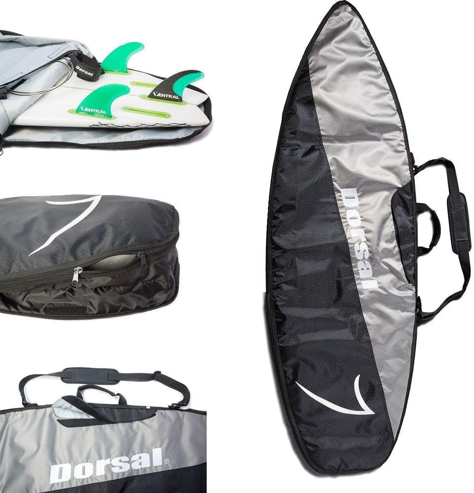Travel Shortboard and Longboard Surfboard Board Day Bag Cover Black/Grey Nylon (Sizes 5'6, 5'10, 6'0, 6'2, 6'6, 6'8, 7'0, 7'2, 7'6, 8'0, 8'6, 9'0, 9'6)