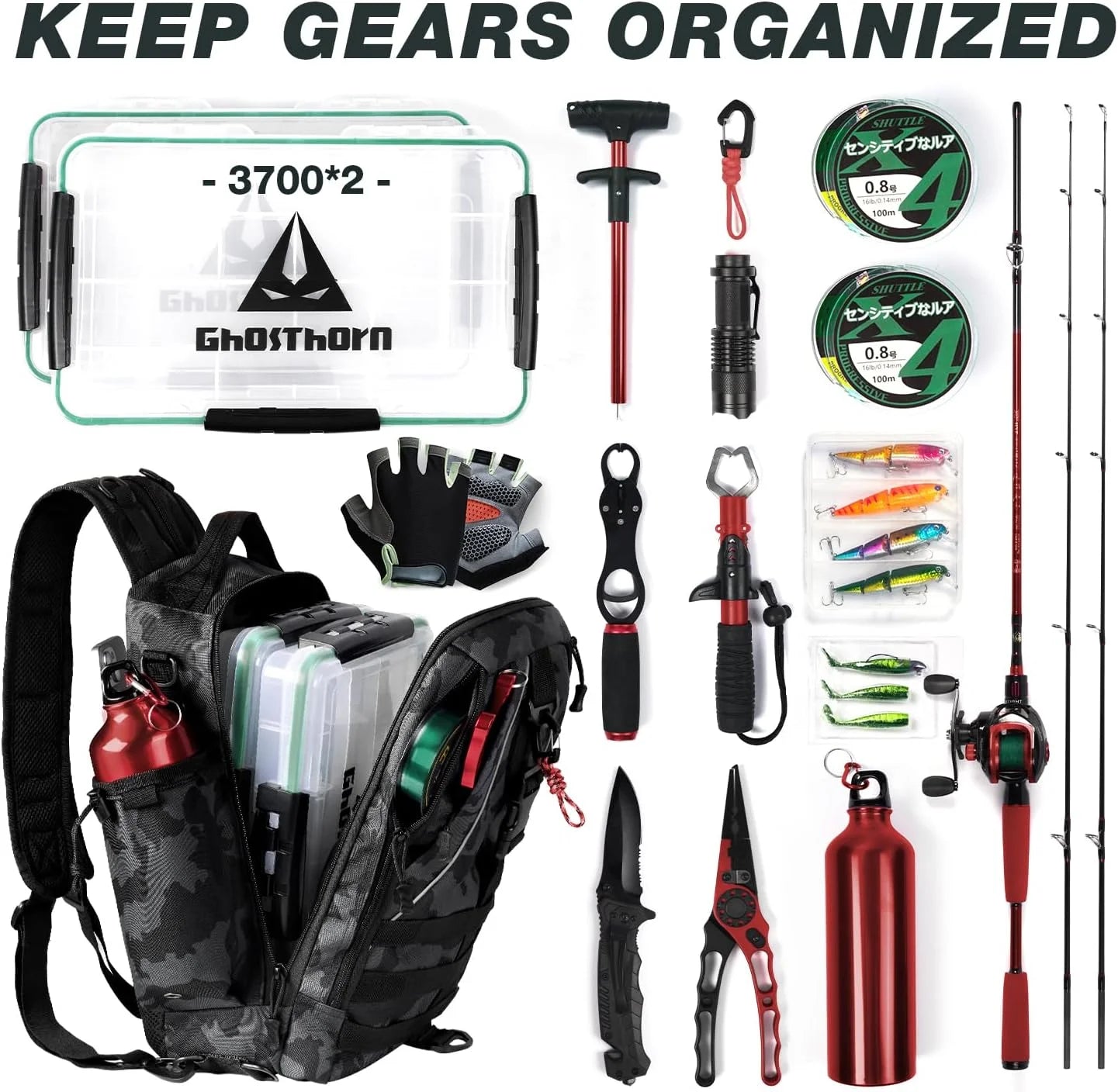 Fishing Nylon Backpack Tackle Sling Bag Backpack with Rod Holder Gift for Mother Father，Lightweight Fishing Backpack Storge Fishing Gear and Equipment